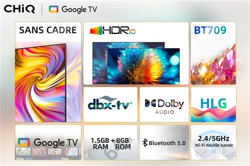 35€40 sur Smart TV CHiQ L32H7G 32 pouces HDR Google TV Télécommande à  commande vocale - TV LED/LCD - Achat & prix