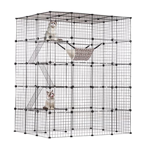 Meilleurs prix pour VEVOR Grande Cage Chat 4 Niveaux Enclos Métallique 1371x1041x1754 mm avec Hamac