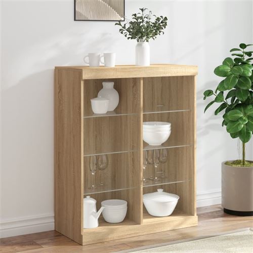 Non Communiqué Chêne Vidaxl Buffet Avec Lumières Led, Armoire Latérale De Rangement, Organisateur De Salon Salle De Séjour Maison Intérieur, Moderne, Sonoma 836716
