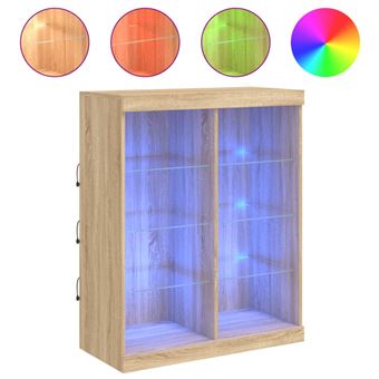 Buffet Moderne Avec éclairage LED - Armoire Rangement Salon Noir - Bois Ingénierie, 60,5x37x67 Cm