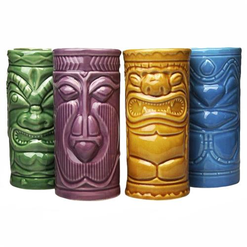 Mugs Tiki polynésiens en céramique