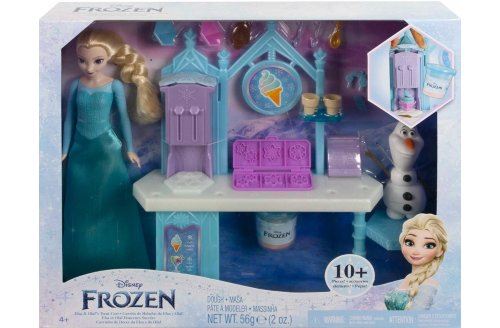 Coffret pour reine des neiges : stand gateaux givrés + elsa + olaf + 13 pieces - set jouets fille + 1 carte offerte - poupée mannequin - jouet fille