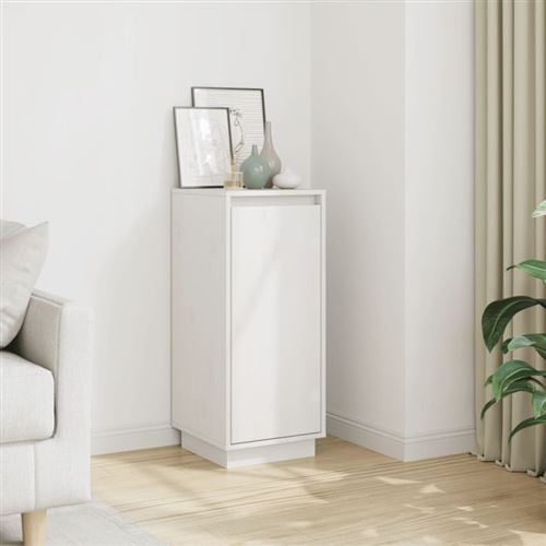 VIDAXL - Buffet - Bois de pin massif - Blanc - 31,5x34x75 cm - Image 2