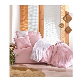 Parure de lit - 129CTN62617 - 1 housse de couette 220 x 240 cm + 2 taies d'oreiller 60 x 60 cm - 100% coton ranforcé - Rose - 1