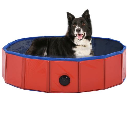 vidaXL Piscine pliable pour chiens Rouge 80x20 cm PVC