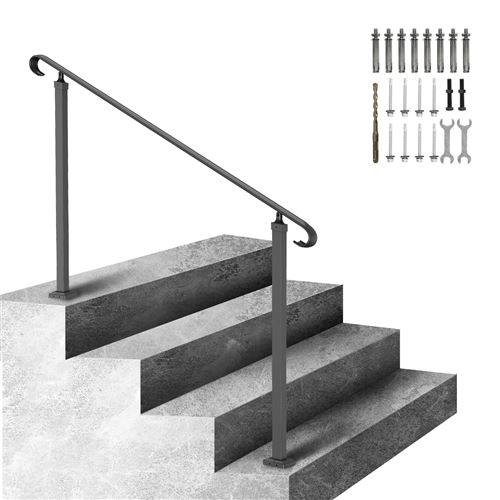 Non Communiqué Vevor Rampe D'escalier 3 Marches 140Cm Reglable 48Cm Angle 0-52,8 Degrés