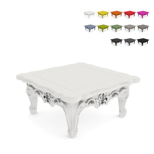 Table Basse Salon Extérieur Jardin Design Moderne Duke Of Love Slide, Couleur: Blanc