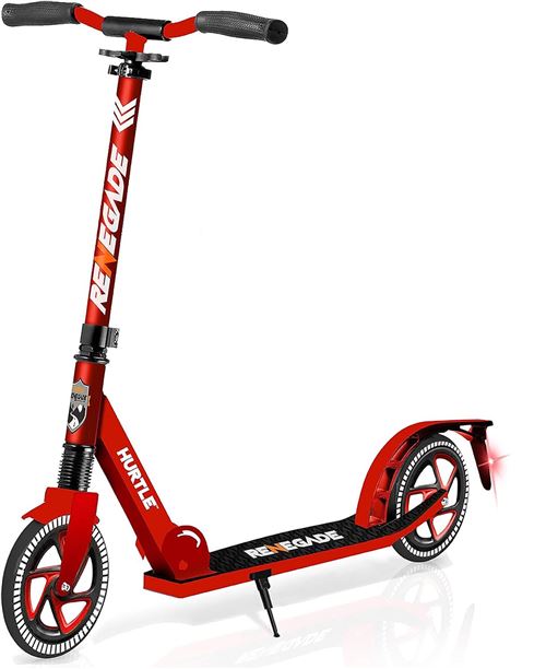 Trottinette Enfant - Hurtle - Rouge - guidon en T ajustable - Pliable