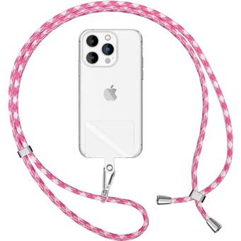 Tour de cou Taperso et cordon rose et blanc universel et reglable pour telephone - 1