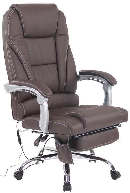 CLP Fauteuil de bureau Pacific en véritable Cuir avec Fonction massage , Marron
