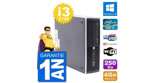 Pc hp compaq pro 6300 sff intel i3-2120 ram 4go disque dur 250go windows 10 wifi
