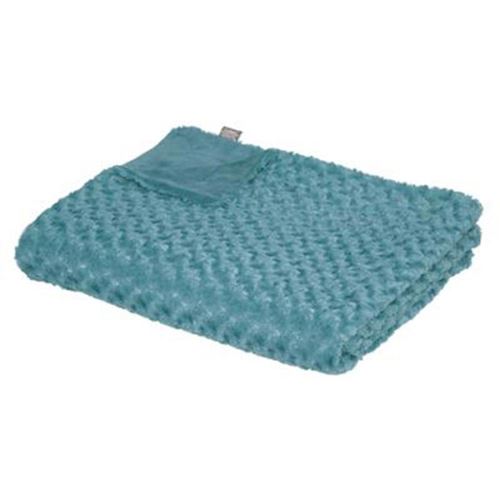 plaid fourrure bouclée - 180 x 230 cm - bleu orage