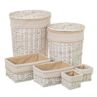 Set De 3 Paniers De Rangement En Rotin Tressé Avec Couvercle - Style Bohème Beige, Tailles Variées Pour Salon, Salle De Bain, Bureau