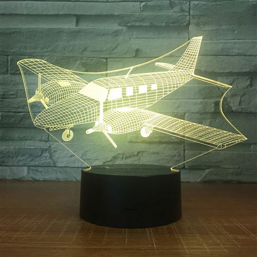 3D Lampe Illusion VORMOR LED Veilleuse avec 7 Couleurs Changeantes et Télécommande - Avion #G
