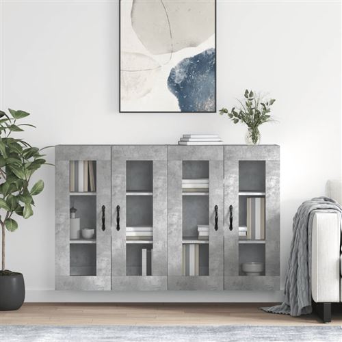 Non Communiqué Gris Vidaxl Armoires Murales 2 Pcs Béton Bois D'ingénierie