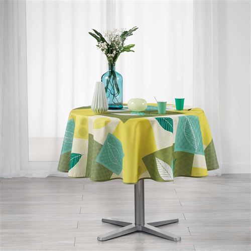 Nappe ronde (0) 180 cm polyester imprime soria Vert