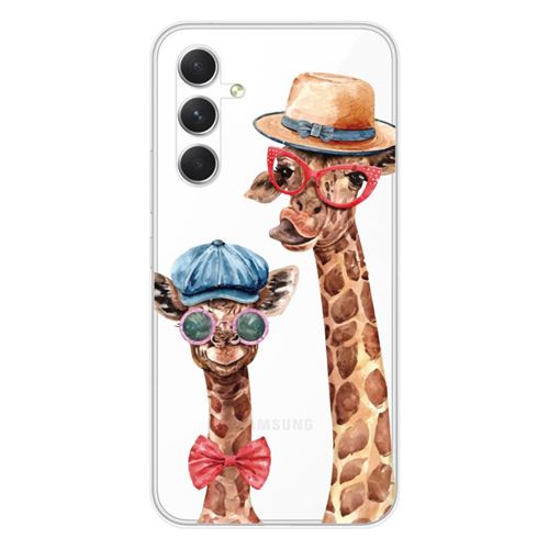 Coque en silicone imprimée compatible Samsung Galaxy A54 5G Funny Girafe