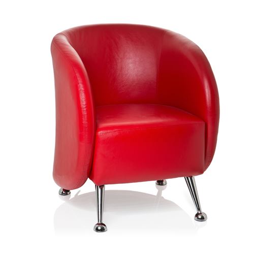 Fauteuil lounge / fauteuil club ST. LUCIA en similicuir rouge