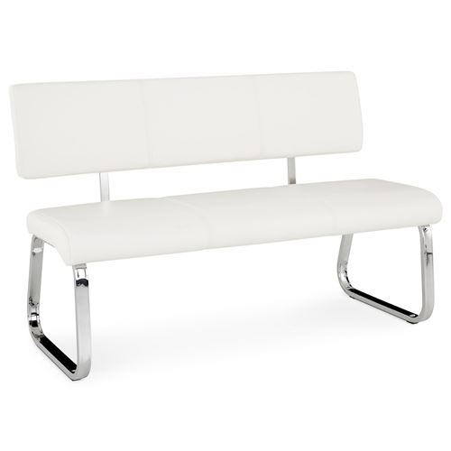 Banc design avec dossier VILAS, en synth&eacute;tique blanc