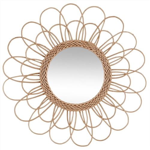 Miroir mural rotin scandi Fleur - Diam. 56 cm