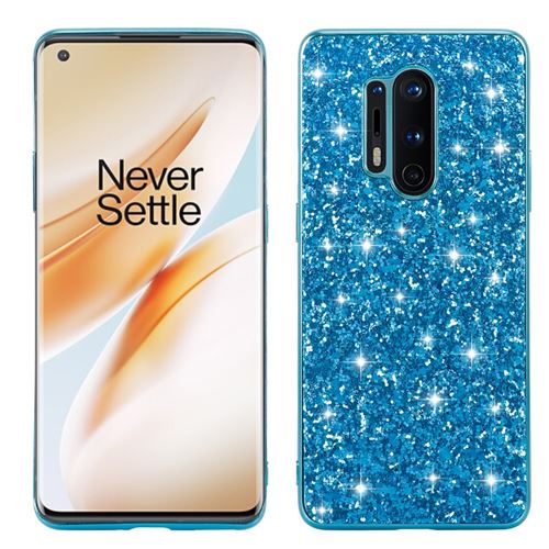 Coque en TPU paillettes scintillantes bleu pour votre OnePlus 8 Pro