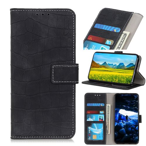 Etui en PU crocodile noir avec support pour votre Apple iPhone 6.1 pouces (2019)