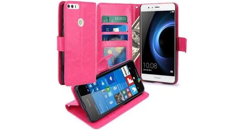 Huawei honor 8 housse coque etui de luxe portefeuille porte carte et billet type portefeuille rose