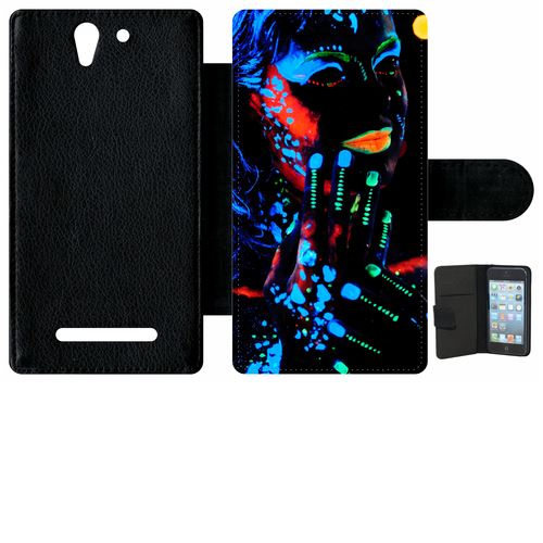 Étui Porte Feuille Sony Xperia C3 Et C3 Dual Fluo