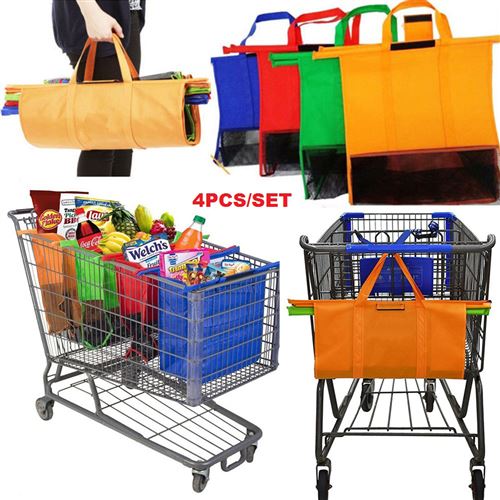 Sac De Rechange Pour Chariot De Courses - Tissu Oxford Imperméable 40L - Dimensions 33x23x63 Cm - Pliable Et Réutilisable