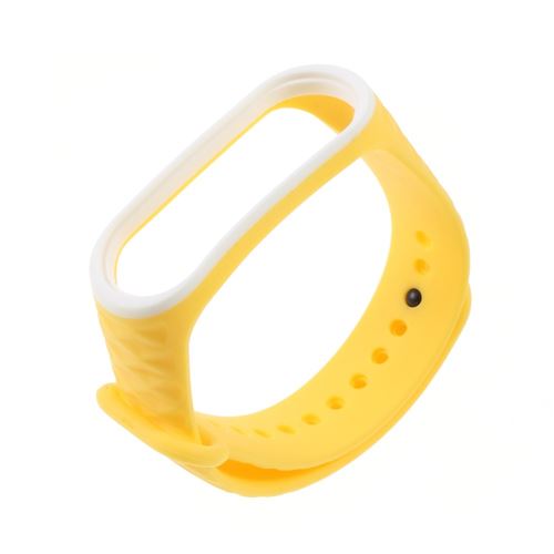 Bracelet en silicone losange bicolore doux blanc/jaune pour votre Xiaomi Mi Band 3