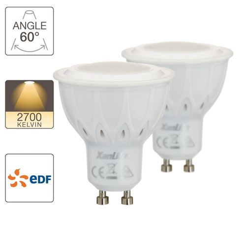 Xanlite Lot de 2 ampoules LED spot - cuLot GU10 - lumière chaude - EDF - PACK2MG450SEDF
