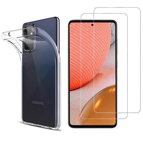 Coque pour Samsung A72 et 2 Verres Trempé - Protection Silicone Souple Film Vitre Protection Ecran Phonillico®
