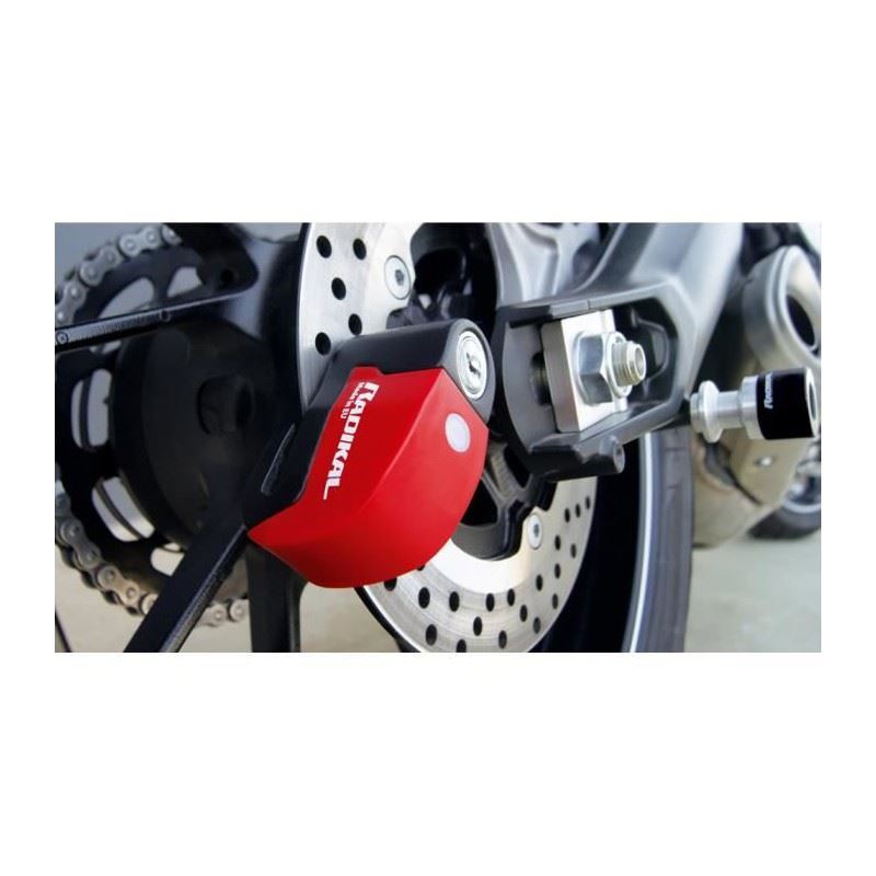 Antivol Disque Moto RADIKAL RK6 Avec Alarme 120dB - Bloque Roue Universel Scooter Velo Électrique