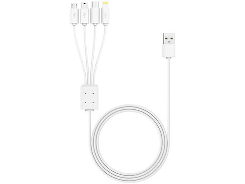 Câble USB pieuvre 4 en 1 : Type C, Mini USB, Micro USB et Lightning