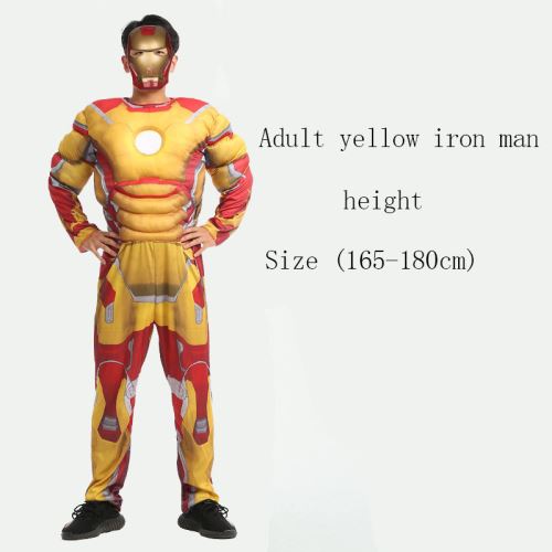 Déguisement de muscle Spiderman Avengers adulte   Homme de fer jaune (165-180cm)