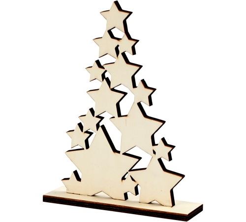 Sapin en bois à poser - Étoile - 19,6 cm