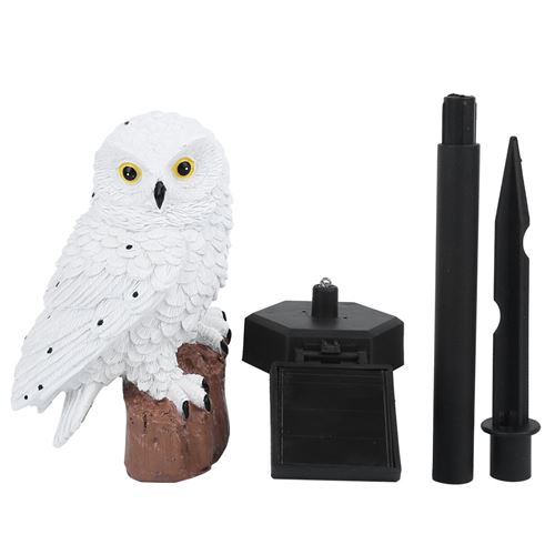 Lampe de Pelouse Solaire LED Étanche de Jardin Forme de Hibou - Blanc