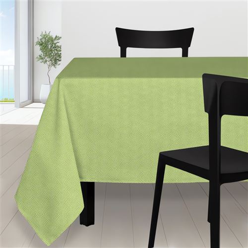 Nappe rectangle 140X240 cm PAON vert amande, par Soleil d'Ocre