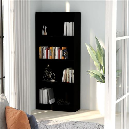 vidaXL Bibliothèque à 4 niveaux Noir 60x24x142 cm Aggloméré