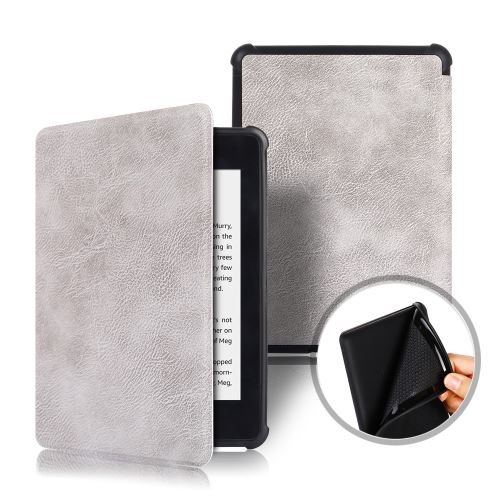 Etui en PU crazy horse gris pour votre Amazon Kindle Paperwhite 4 (2018)