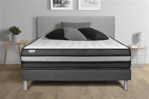 Ensemble VITALPOWER ZEN 200 x 200 cm sommier Kit gris