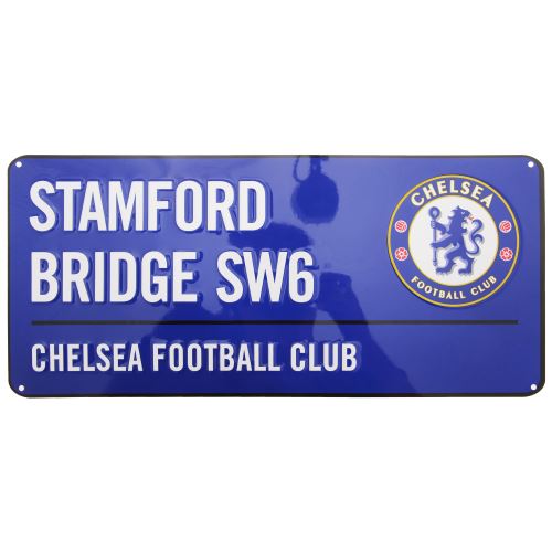 Panneau de rue avec écusson du club de football Chelsea (Taille unique) (Bleu) - UTSG932