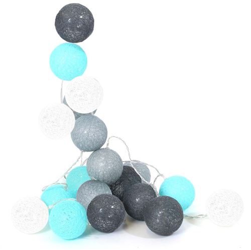 The Home Deco Factory - Guirlande lumineuse boules colorées 20 LED 3,45 m Blanc. Gris. Bleu