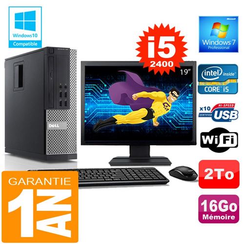 Pc dell 990 sff core i5-2400 ram 16go disque 2 to wifi w7 ecran 19' État correct - Dell reconditionné disponible sur Fnac