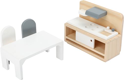 Small Foot meubles de maison de poupée filles en bois clair/blanc 4 pièces