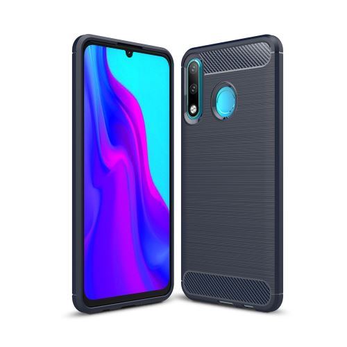 Coque en TPU fibre de carbone bleu foncé pour votre Huawei P30 Lite