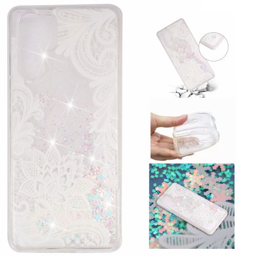 Coque en TPU paillettes pailletées dynamiques fleur en dentelle pour votre Huawei P30 Pro