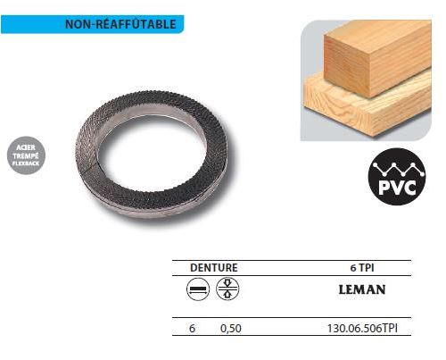 Leman - 1 Rouleau de 50 mètres Lame scie à ruban en acier trempé Flexback 6x0,5 6TPI