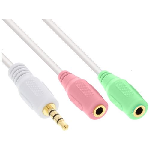 Inline Câble Pour Casque Audio Inline® 3.5Mm Mâle 4 Broches À 2X 3.5Mm 1M