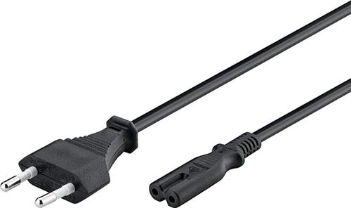 Câble d'alimentation, fiche de contact de protection vers prise à arêtes froides (40 cm, coudé, blanc